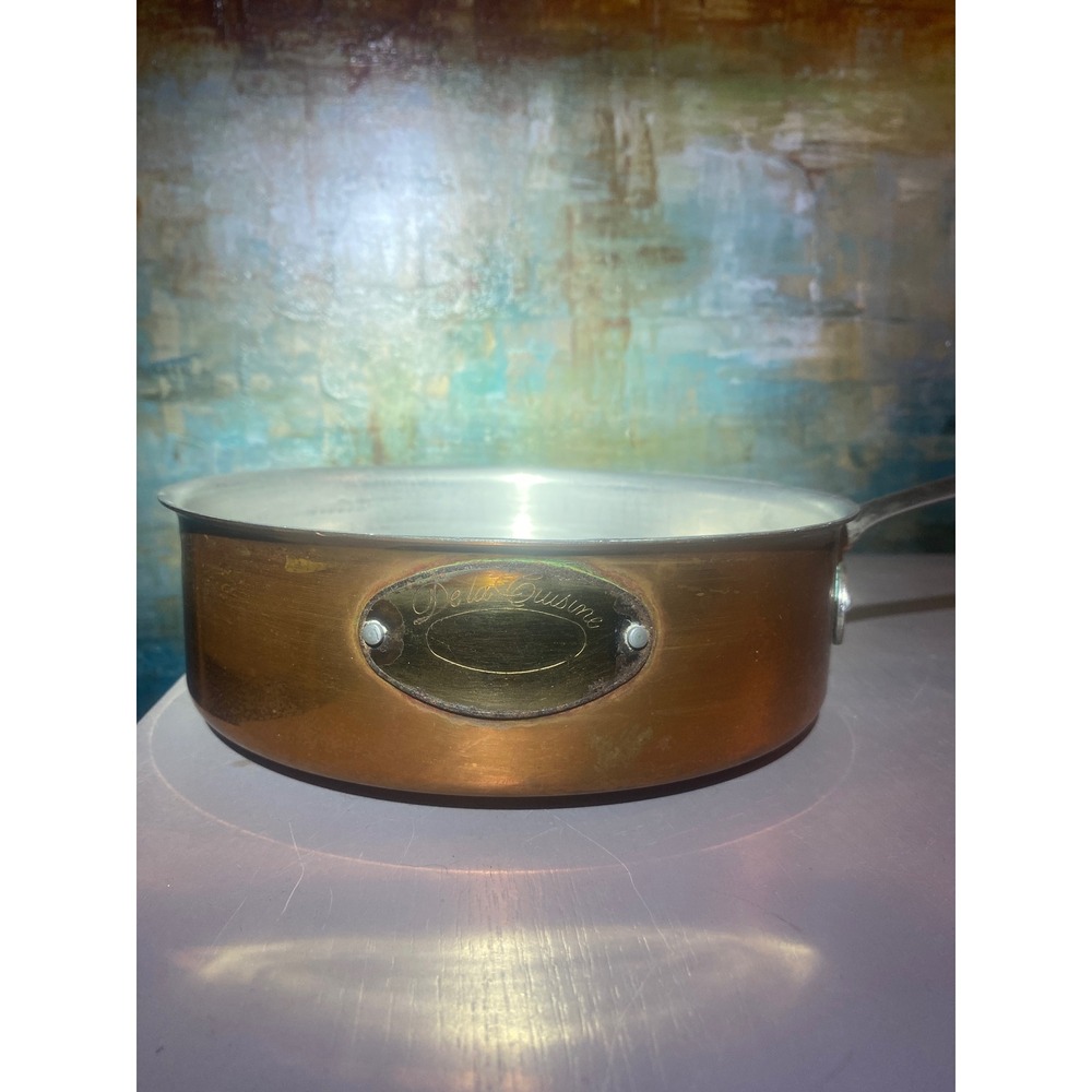De La Cuisine Vintage Copper Saute Pan French Lined Cookware Brass Handle